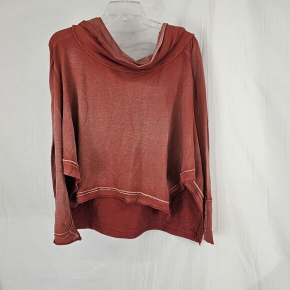 🧡 FREE PEOPLE Off Shoulder Cowl Draped French Terry Handkerchief Hem Poncho XS - Picture 5 of 7